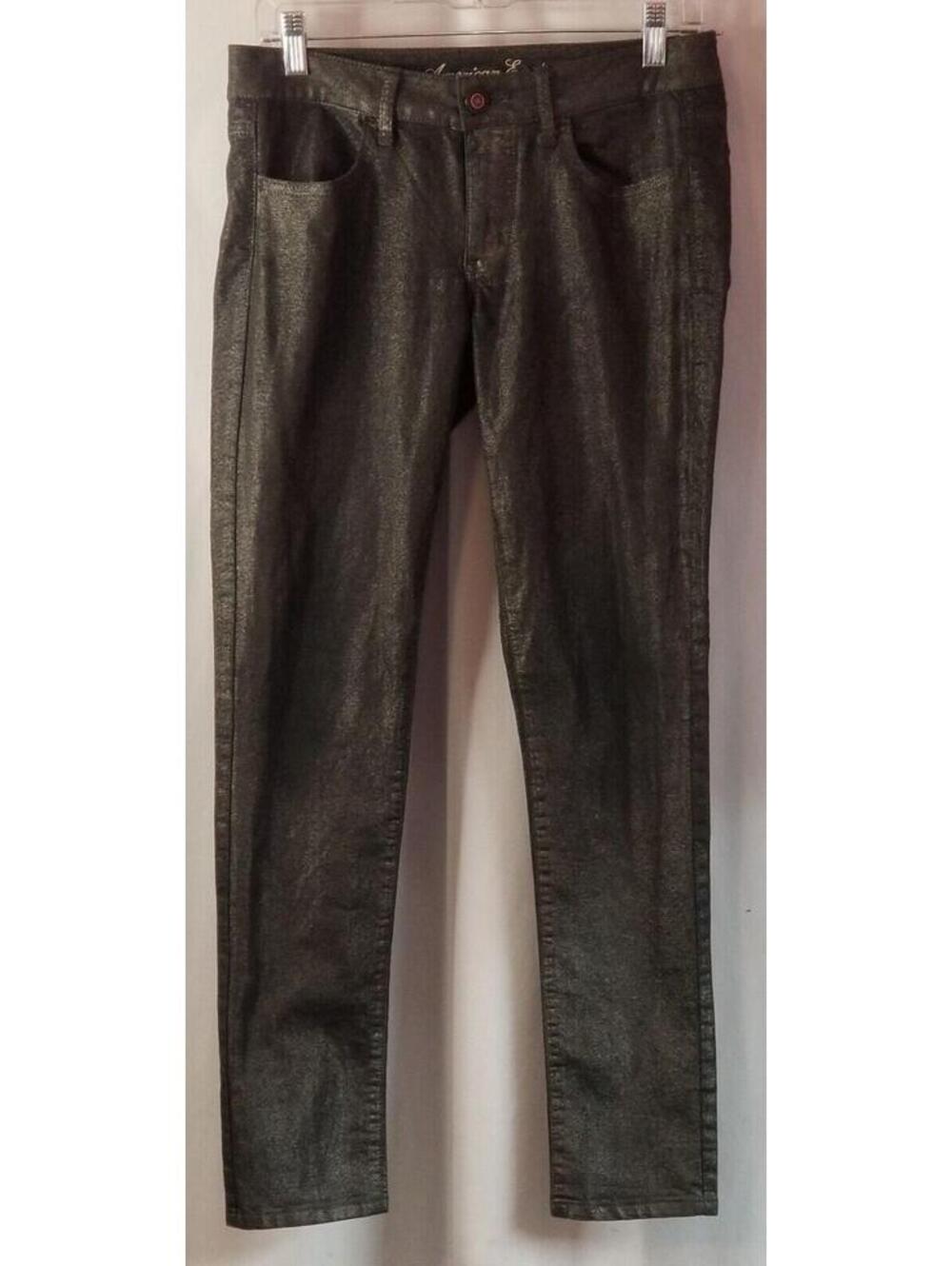 American Eagle Pants Womens Size 6 Black Shimmery Jegging Low Rise Super Stretch